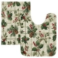 thumbnail image 1 of 2 Piece Bath Mat Set with U-Shaped Toilet Mat and Rectangle Bath Rugs Non Slip Machine Washable Bathroom Mats Pine Boughs and Holly Pattern, 1 of 7