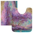 thumbnail image 1 of 2 Piece Bath Mat Set with U-Shaped Toilet Mat and Rectangle Bath Rugs Non Slip Machine Washable Bathroom Mats Purple Trees, 1 of 7