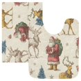 thumbnail image 1 of 2 Piece Bath Mat Set with U-Shaped Toilet Mat and Rectangle Bath Rugs Non Slip Machine Washable Bathroom Mats Retro Santa Claus and Reindeer, 1 of 7