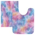 thumbnail image 1 of 2 Piece Bath Mat Set with U-Shaped Toilet Mat and Rectangle Bath Rugs Non Slip Machine Washable Bathroom Mats Watercolor Powder Blue Pattern, 1 of 7