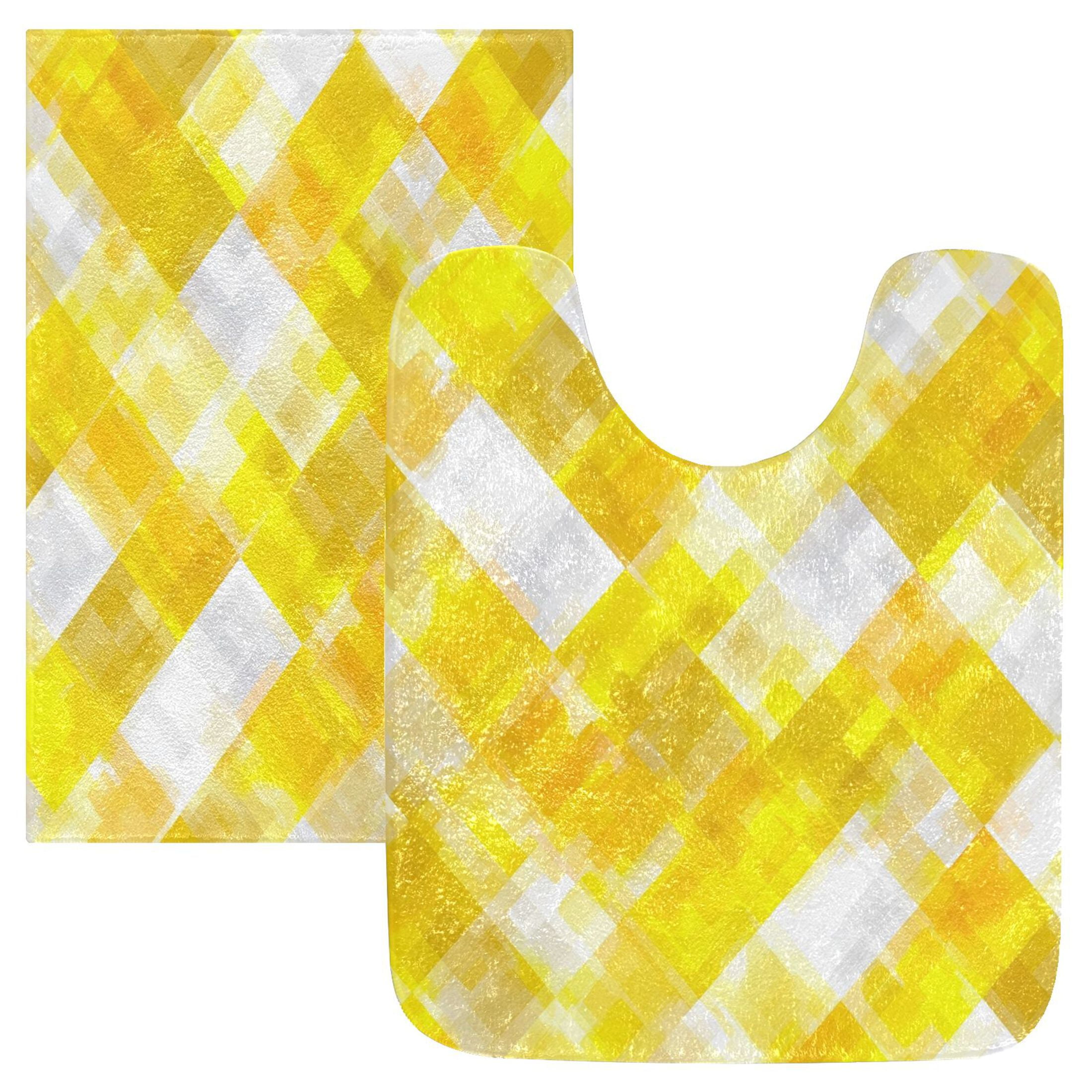 2 Piece Bath Mat Set with U-Shaped Toilet Mat and Rectangle Bath Rugs ...