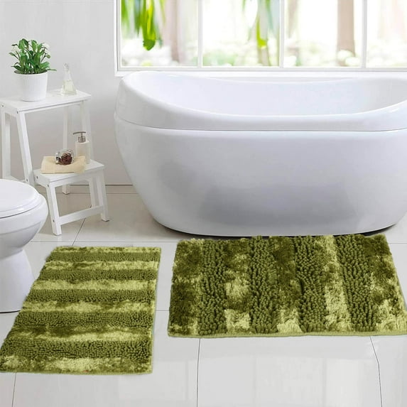 2 Piece Bath Rug Set Butter Chenille Green