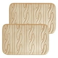 thumbnail image 1 of 2 Piece Bath Rug Set, Faux Fur Embossed Cable Pattern, Brown, 18" x 27", Brown, Dearfoams, 1 of 6