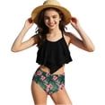 thumbnail image 1 of 2 Piece Bathing Suit High Waisted,Girls Swimsuit 2 Piece Bikini Set Tiered Ruffled Bathing Suit Adjustable Straps Girls' Swimwear, 1 of 7