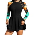 thumbnail image 1 of 2 Piece Bathing Suit Tummy Control,Women's 2 Piece Rash Guard Long Sleeve Modest Swimsuits Dress Zipper Bathing Suit Swimskirt, 1 of 9