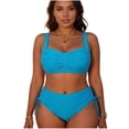 thumbnail image 1 of 2 Piece Bathing Suit Tummy Control,Womens High Waisted Bikini Sets Ruched Swimsuits Side Tie Two Piece Swim Suits Bathing Suit Summer Beach Swimwear, 1 of 4
