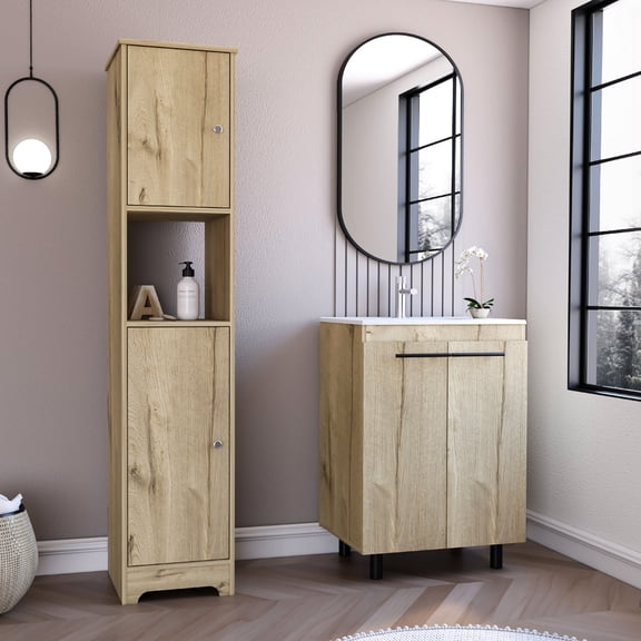 2 Piece Bathroom Furniture Set | Intuitive Interlocking for Bathroom Setup | Sturdy Particle Board Material | Overcomes Lack of DIY Skills