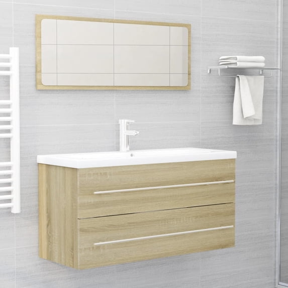 2 Piece Bathroom Furniture Set Sonoma Oak Engineered Wood