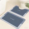 thumbnail image 1 of 2 Piece Bathroom Mats Set, Bath Rug Set, Polyester Blend Home Border Two-Piece Navy Blue Floor Mat, Non-Slip Absorbent Quick-Dry for Bathroom Shower Tub Entryway, 24 X 16 Inch, 1 of 5