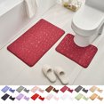 thumbnail image 1 of 2-Piece Bathroom Rug Set, 16"x20" Absorbent Foam Bath Mat & U-Shaped Toilet Mat, Soft Non-Slip Machine Washable Contour Rug, C, 1 of 3