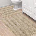 thumbnail image 1 of 2-Piece Bathroom Rug Set, 20" x 32" Plus 17" x 24", Extra Thick Chenille Striped Long Pile Bath Mats, Non-Slip Floor Mat For Bathroom, 1 of 6