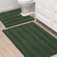 thumbnail image 1 of 2-Piece Bathroom Rug Set, 20" x 32" Plus 17" x 24", Extra Thick Chenille Striped Long Pile Bath Mats, Non-Slip Floor Mat For Bathroom, 1 of 6