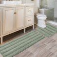 thumbnail image 1 of 2-Piece Bathroom Rug Set, 20" x 32" Plus 17" x 24", Extra Thick Chenille Striped Long Pile Bath Mats, Non-Slip Floor Mat For Bathroom, 1 of 6