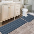 thumbnail image 1 of 2-Piece Bathroom Rug Set, 20" x 32" Plus 17" x 24", Extra Thick Chenille Striped Long Pile Bath Mats, Non-Slip Floor Mat For Bathroom, 1 of 6
