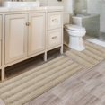 thumbnail image 1 of 2-Piece Bathroom Rug Set, 20" x 32" Plus 17" x 24", Extra Thick Chenille Striped Long Pile Bath Mats, Non-Slip Floor Mat For Bathroom, 1 of 6