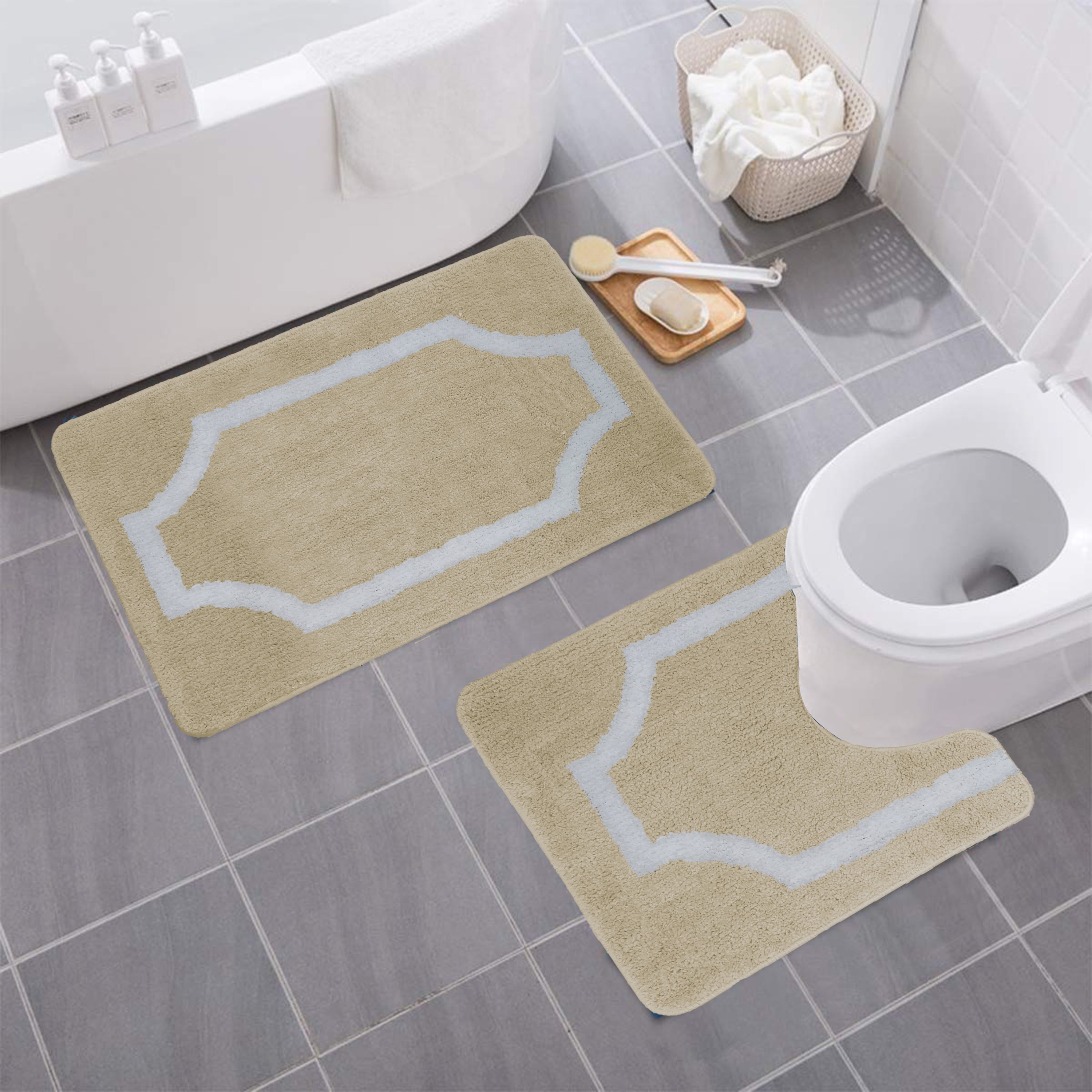 2 Piece Bathroom Rug Set Bath Rug, Contour Mat. - Walmart.com
