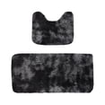 thumbnail image 1 of 2 Piece Bathroom Rugs Set,Plush Set Non Slip Absorbent U-Shaped Contour Toilet Bath Mat for Restroom Shower Area,Black, 1 of 6