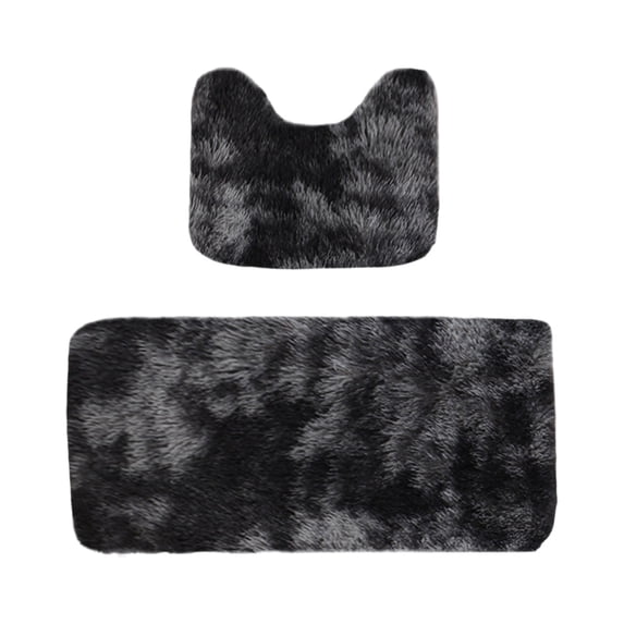 2 Piece Bathroom Rugs Set,Plush Set Non Slip Absorbent U-Shaped Contour Toilet Bath Mat for Restroom Shower Area,Black