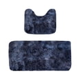 thumbnail image 1 of 2 Piece Bathroom Rugs Set,Plush Set Non Slip Absorbent U-Shaped Contour Toilet Bath Mat for Restroom Shower Area,Dark Blue, 1 of 6
