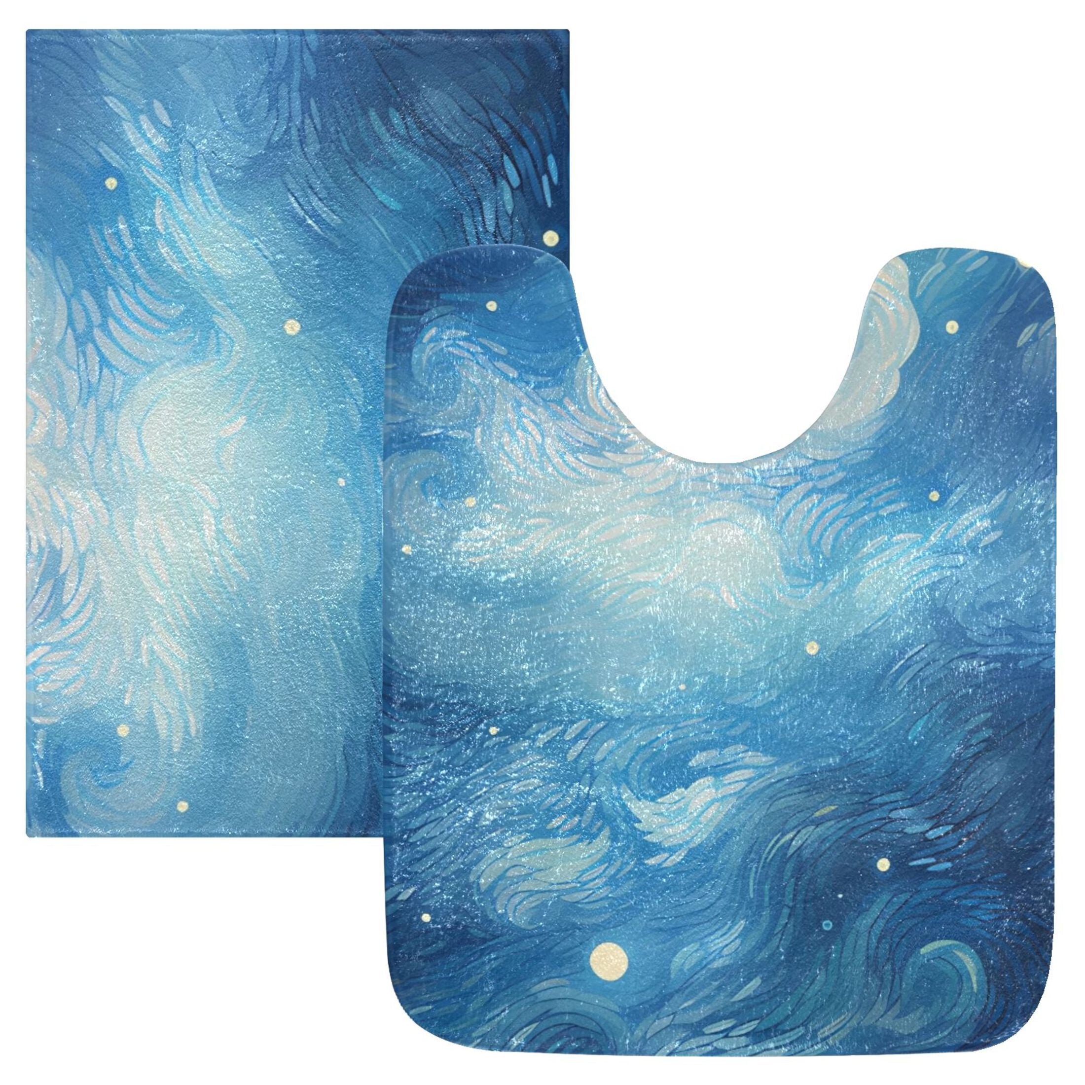 2 Piece Bathroom Rugs Set Shaggy Toilet Base Mat 16x24 and 20x24 U ...