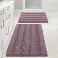thumbnail image 1 of 2 Piece Bathroom Set Mauve/Rose Bathroom Rugs Ultra Thick and Soft Texture Chenille Plush Striped Floor Mats Hand Tufted Bath Rug with Non-Slip Backing(20" x 32"/17" x 24"), 1 of 6