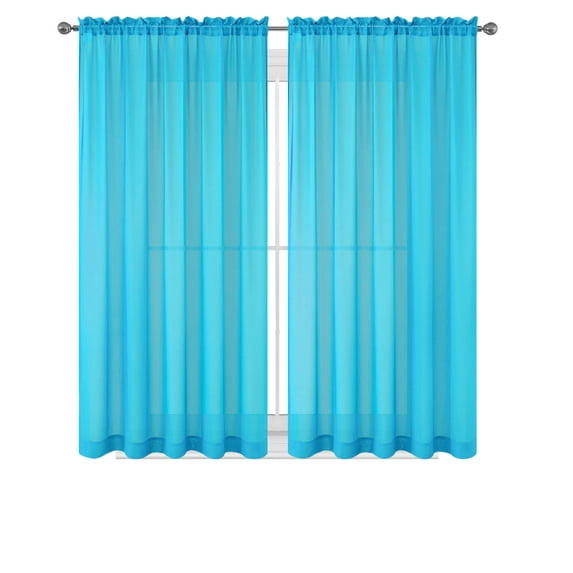 2 Piece Beautiful Sheer Window Elegance Curtains/drape/panels/treatment 60"w X 63"l (Turquoise)