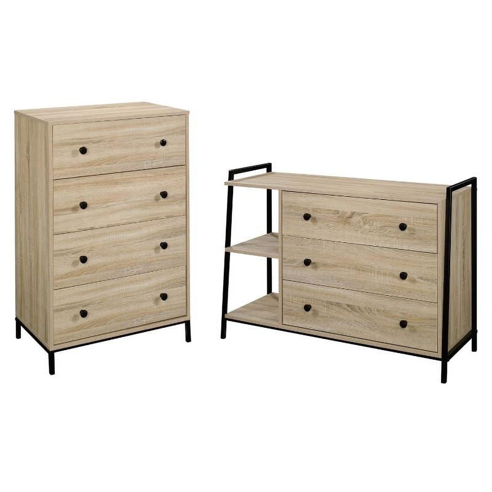 2 Piece Bedroom Dresser and Chest Set in Charter Oak