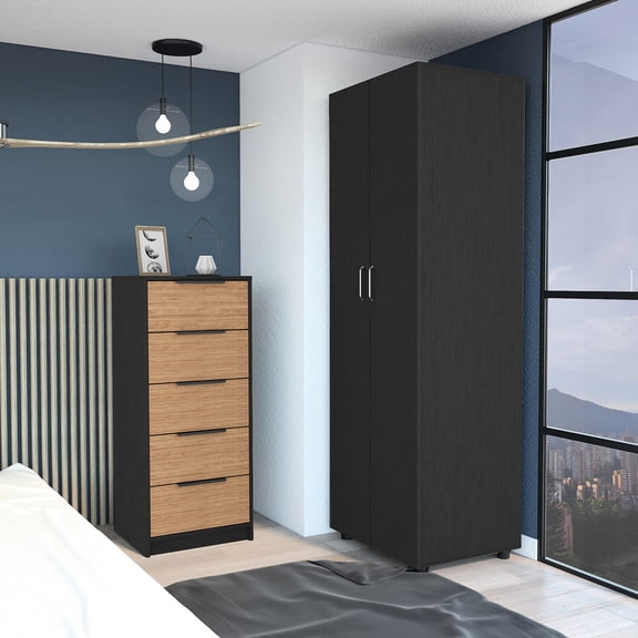 2 Piece Bedroom Set (Armoire + Dresser) | Efficient Assembly Process | High - Quality Wood Filler and Main Material | Ensures Stable Furniture