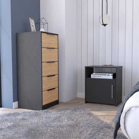 2-Piece Bedroom Set: Egeo Dresser + Omaha Nightstand | Hassle-free Assembly with Clear Guides | Satisfying Furniture for Bedroom Use