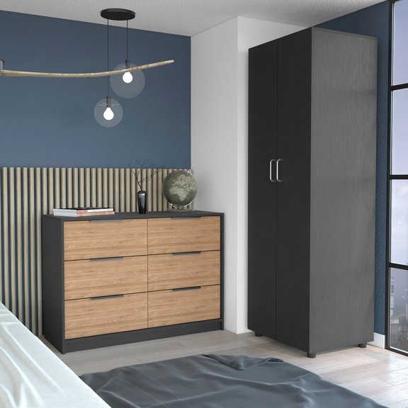 2 Piece Bedroom Set: London Armoire + Dresser, Clear Assembly Video Support - Enhance Bedroom Functionality