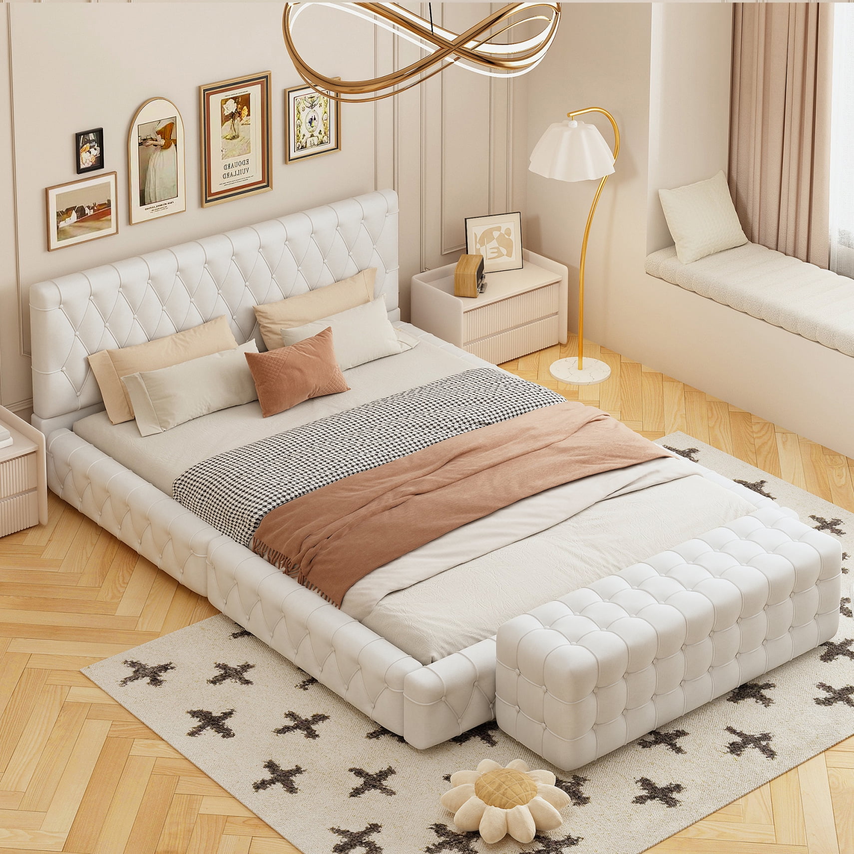 Upholstered ottoman double bed discount