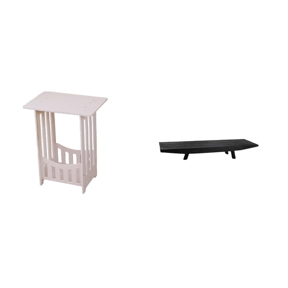 2 Piece Bedside Table Side Table Serving Tray Wood Construction for Living Room Bedroom Lounge Home Use