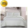 thumbnail image 1 of 2-Piece Bedspread Coverlet Square Design Quilt Set with Shams Full/Queen Beige/Cream, 1 of 5