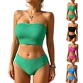 thumbnail image 1 of 2 Piece Bikini Set Tummy Control Strapless Swimsuit High Waisted Smocked Bandeau 2026 Summer Beach Swim Bathing Suits, L, 1 of 6