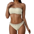 thumbnail image 1 of 2 Piece Bikini Sets for Women Bikini Set Push Up Strapless Bandeau Top with Back Tie Swimsuit Bathing Suit Summer Beach Beige L, 1 of 6