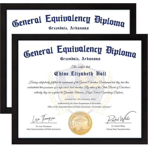 2 Piece Black 8.5x11 Inch Diploma Frame Certificate Award Document Wall Display Holder