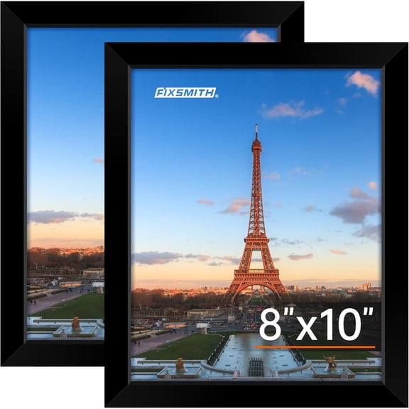 2 Piece Black 8x10 Inch Picture Frame With Mat For 5x7 Photos Tabletop Wall Display Plexiglass