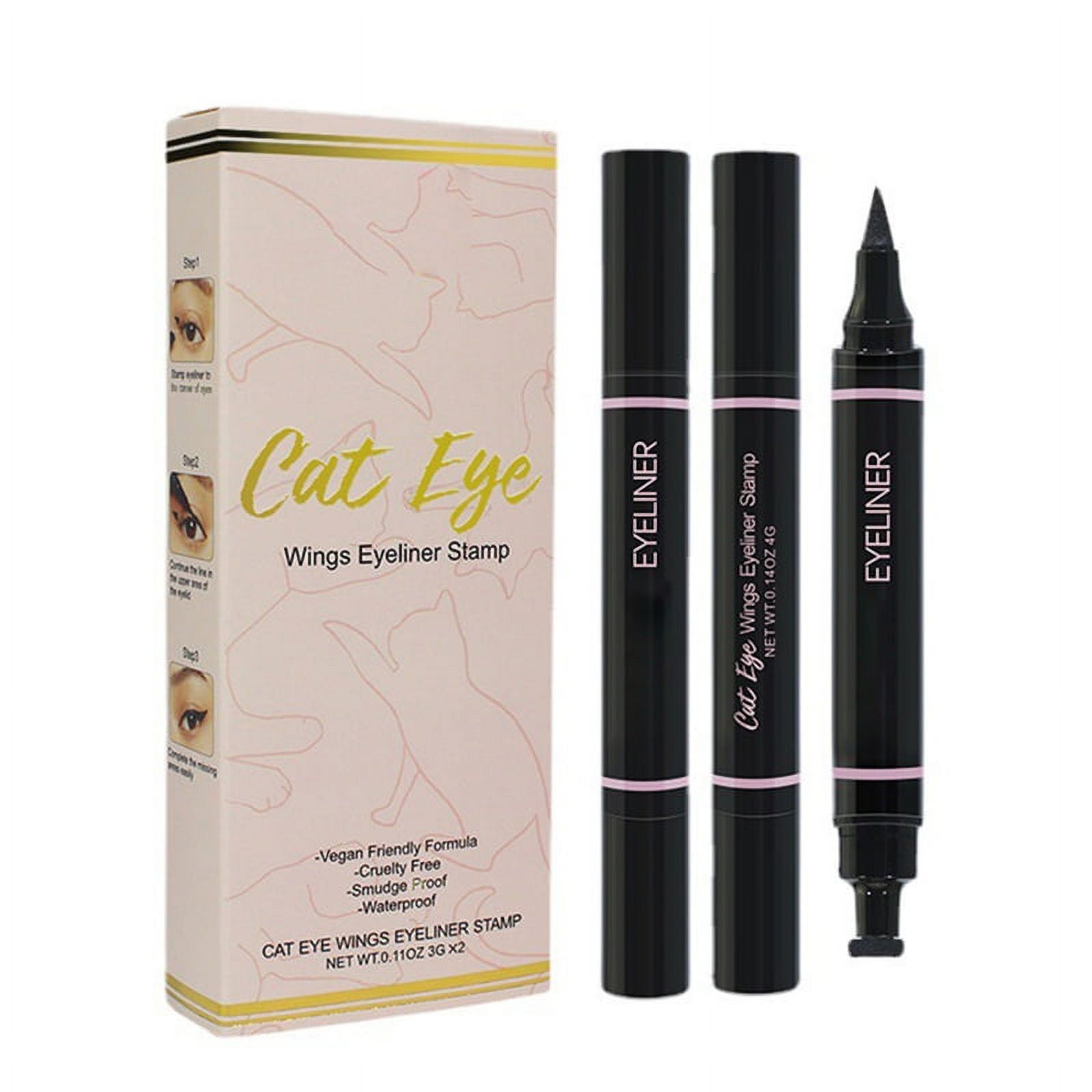 2 Piece Black Eyeliner Pencil and Wings Stamp Set Small Winged Eyeliner