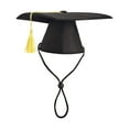 thumbnail image 1 of 2 Piece Black Pet Graduation Hat with Yellow Tassel Pet Graduation Costume Apparel for Photo Prop Costume for Dogs Cats Holiday Accessory, 1 of 5