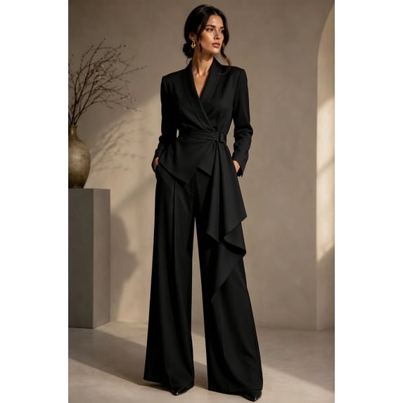 2 Piece Blazer Sets for Womens Collared V Neck Blazer Tops Baggy Wide ...