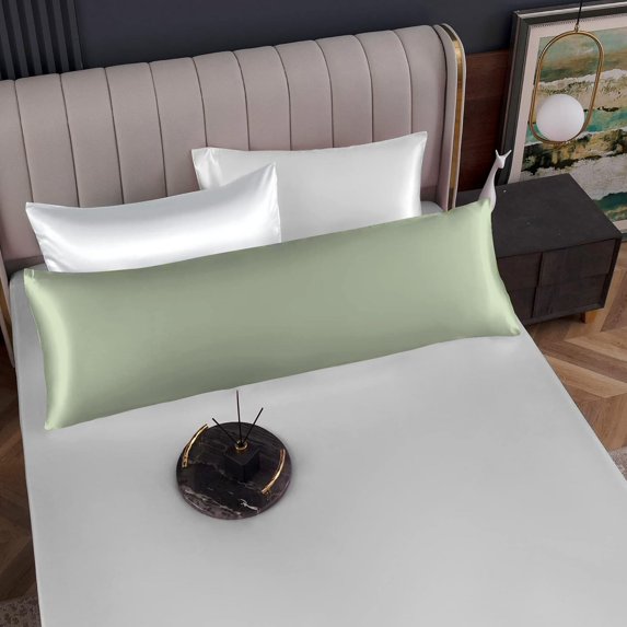 2 Piece Body Pillowcase Solid Light Sage Body Pillowcase Size 20X54, 100% Egyptian Cotton, 800 Thread Count, Decorative Pillowcases Set