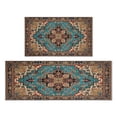 thumbnail image 1 of 2 Piece Bohemian Brown Ethnic Rug Rug Kitchen Rug Set, Decor Kitchen Rugs, Absorbent Non-Slip Washable Floor Mats, Home Indoor Runner Rugs 17"x47"+17"x30", 1 of 7
