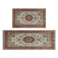 thumbnail image 1 of 2 Piece Bohemian Brown Floral Carpet Rug Kitchen Rug Set, Decor Kitchen Rugs, Absorbent Non-Slip Washable Floor Mats, Home Indoor Runner Rugs 17"x47"+17"x30", 1 of 7
