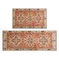 thumbnail image 1 of 2 Piece Bohemian Farmhouse Orange Vintage Rug Kitchen Rug Set, Decor Kitchen Rugs, Absorbent Non-Slip Washable Floor Mats, Home Indoor Runner Rugs 17"x47"+17"x30", 1 of 7