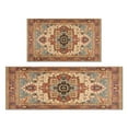 thumbnail image 1 of 2 Piece Bohemian Farmhouse Orange Vintage Rug Kitchen Rug Set, Decor Kitchen Rugs, Absorbent Non-Slip Washable Floor Mats, Home Indoor Runner Rugs 17"x47"+17"x30", 1 of 7
