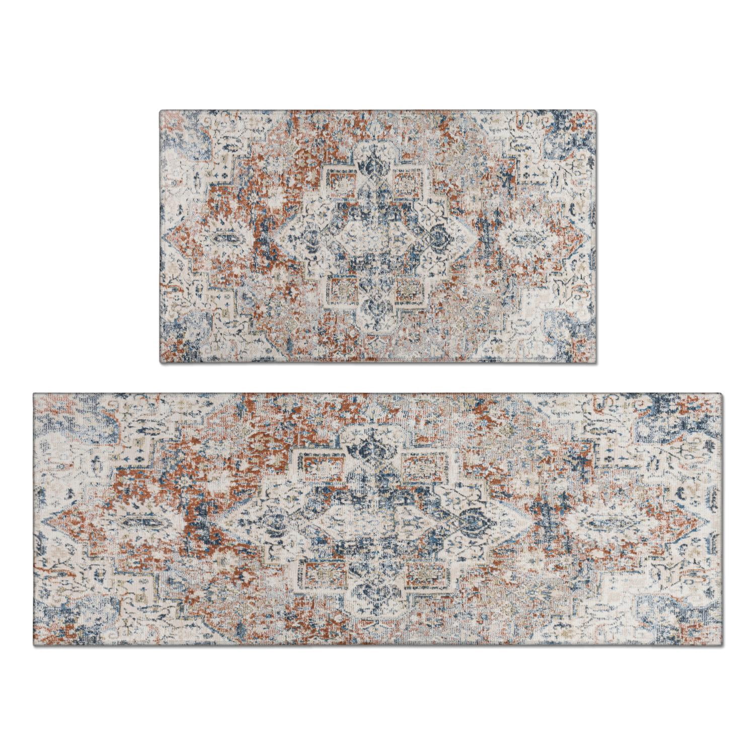 Kitchen Rag Rug Blue 2 Piece Bohemian Light Blue National Design Farmhouse Rug Kitchen Rug ...