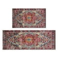 thumbnail image 1 of 2 Piece Bohemian Orange Floral Carpet Rug Kitchen Rug Set, Decor Kitchen Rugs, Absorbent Non-Slip Washable Floor Mats, Home Indoor Runner Rugs 17"x47"+17"x30", 1 of 7