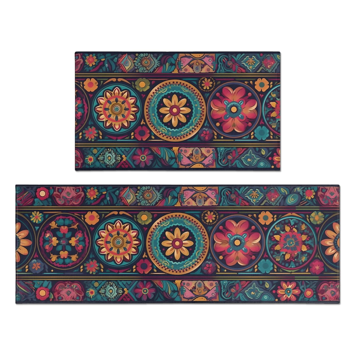 Boho Rug Set 2 Piece Boho Kitchen Rugs Set, 17x29 and 17x47, Farmhouse Bohemian ...