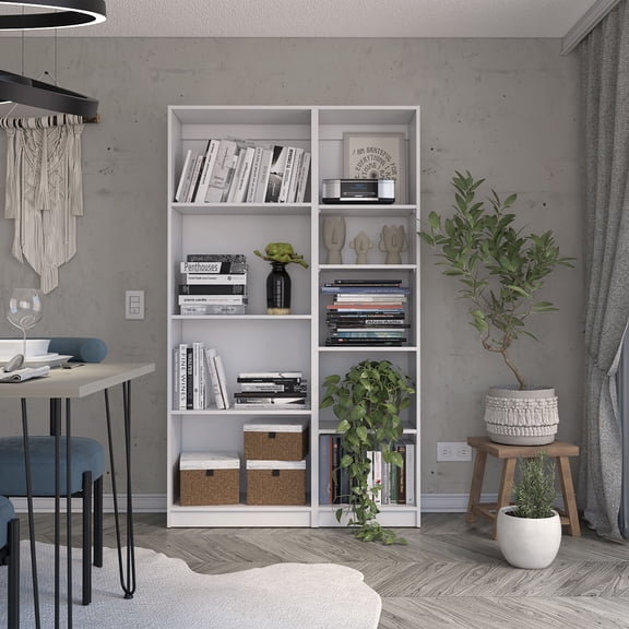 Office File Cabinets 2 Piece Bookcase Living Room Set, Storage Cabinet, 42" Wide and 9 Shelves White,Metal File Cabinets
