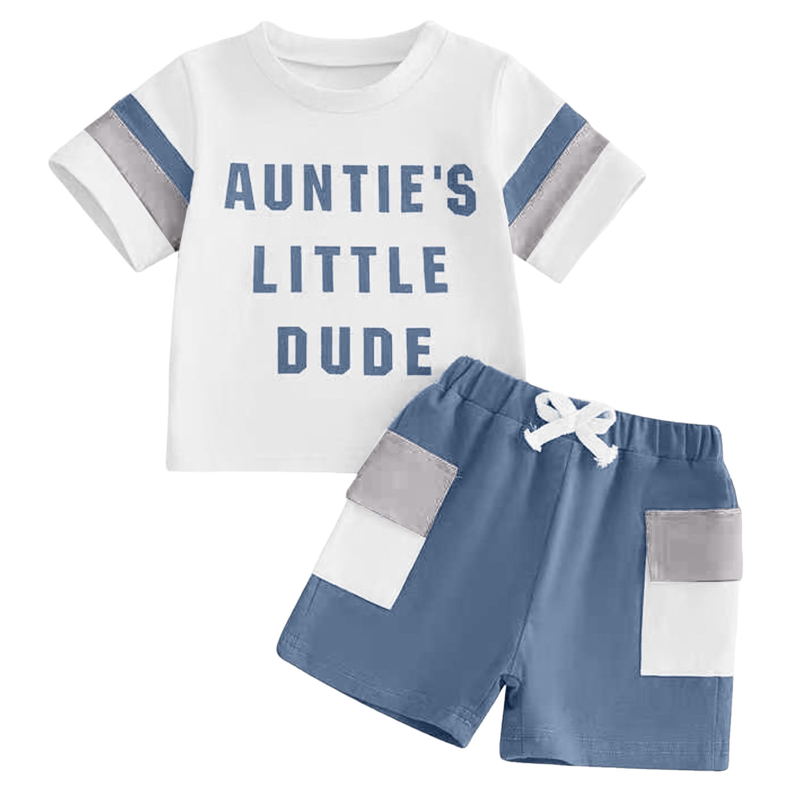 2 Piece Boy Set Little Boy Summer Fun Letter Graphic Colorblock ...